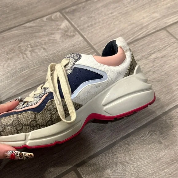 Gucci Women's Sneakers with Pink and Blue Design - Picture 5 of 8